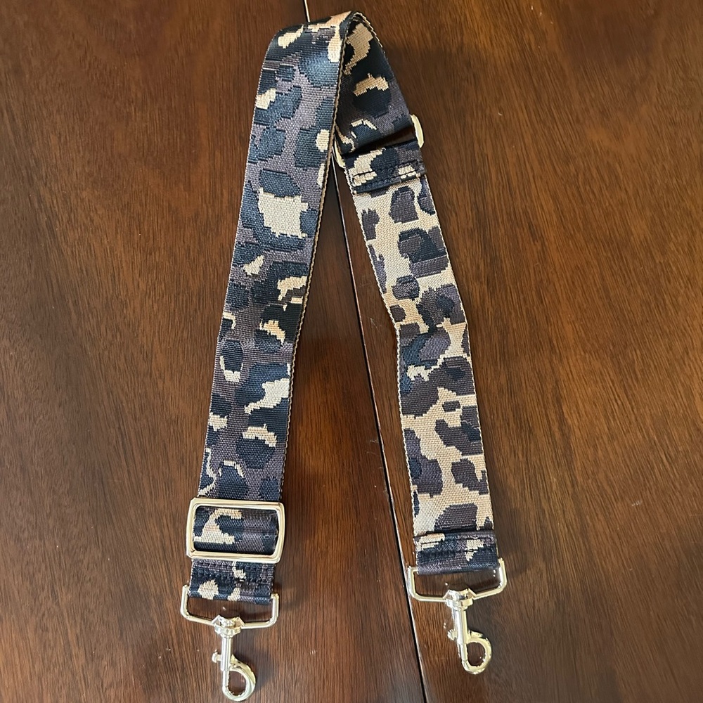 Leopard Print Bag Strap with Gold Hardware